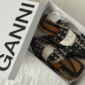 Ganni buckle flats
